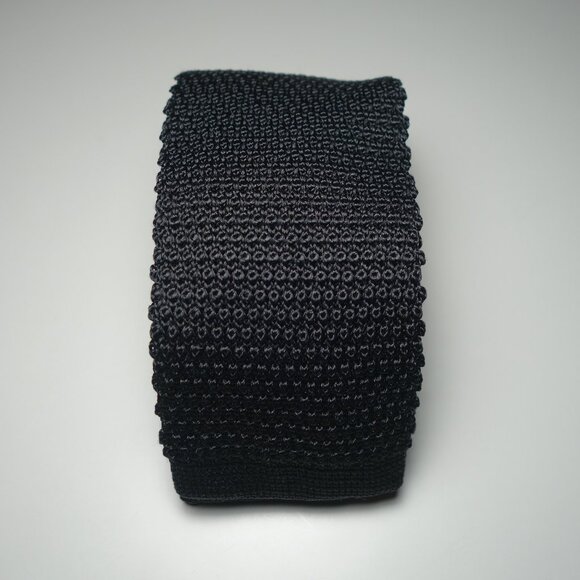 Ralph Lauren RRL Woven Black Silk Square Knit Tie Made In Italy, Size 54 inches - Picture 1 of 5